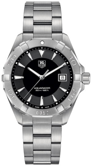 Tag Heuer Aquaracer Quartz Black Dial Silver Steel Strap Watch for Men - WAY1110.BA0928 Authentic Buy Shop Now