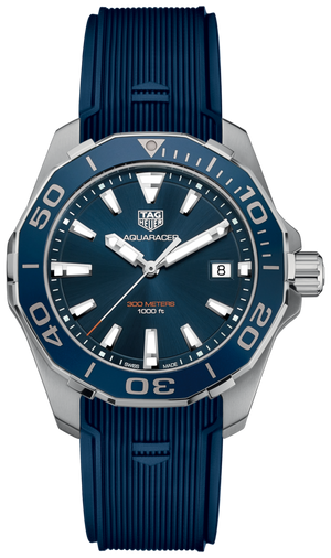 Tag Heuer Aquaracer Blue Dial Blue Rubber Strap Watch for Men - WAY111C.FT6155 Authentic Buy Shop Now