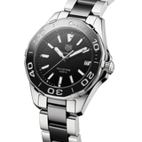 Tag Heuer Aquaracer Quartz Black Dial Two Tone Steel Strap Watch for Men - WAY131A.BA0913 Authentic Buy Shop Now