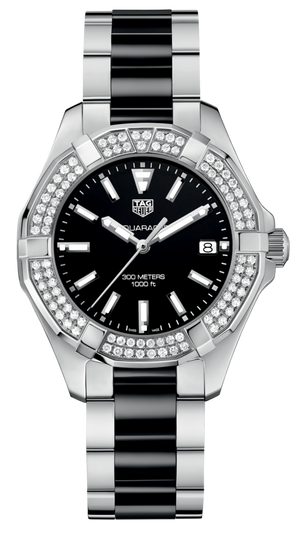 Tag Heuer Aquaracer Quartz Diamonds Black Dial Two Tone Steel Strap Watch for Men - WAY131E.BA0913 Authentic Buy Shop Now