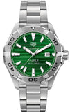 Tag Heuer Aquaracer Calibre 5 Automatic Green Dial Silver Steel Strap Watch for Men - WAY2015.BA0927 Authentic Buy Shop Now