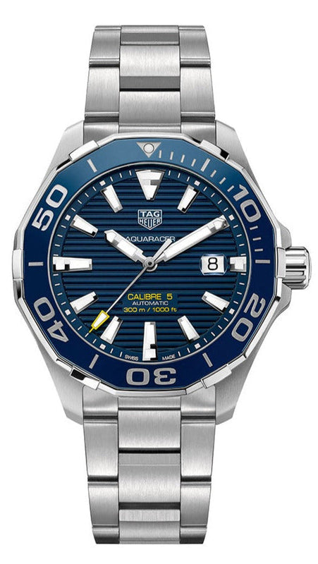 Tag Heuer Aquaracer Calibre 5 Blue Dial Silver Steel Strap Watch for Men - WAY201B.BA0927 Authentic Buy Shop Now
