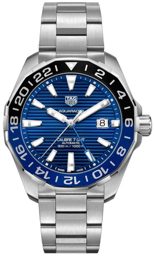 Tag Heuer Aquaracer GMT Calibre 6 Automatic Blue Dial Silver Steel Strap Watch for Men - WAY201T.BA0927 Authentic Buy Shop Now
