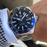Tag Heuer Aquaracer GMT Calibre 6 Automatic Blue Dial Silver Steel Strap Watch for Men - WAY201T.BA0927 Authentic Buy Shop Now