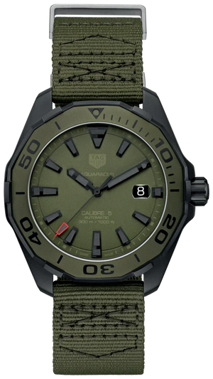 Tag Heuer Aquaracer Automatic Green Dial Khakhi Green Nylon Strap Watch for Men - WAY208E.FC8222 Authentic Buy Shop Now