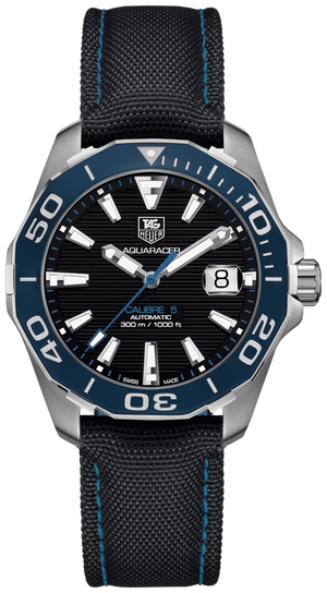 Tag Heuer Aquaracer Calibre 5 Automatic Black Dial Black Nylon Strap Watch for Men - WAY211B.FC6363 Authentic Buy Shop Now