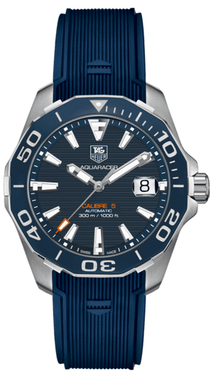 Tag Heuer Aquaracer Calibre 5 Blue Dial Blue Silicone Strap Watch for Men - WAY211C.FT6155 Authentic Buy Shop Now