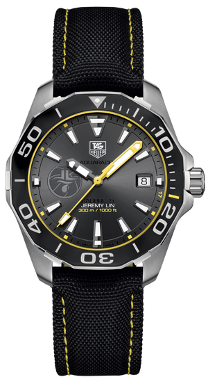 Tag Heuer Aquaracer Jeremy Lin Special Edition Grey Dial Black Nylon Strap Watch for Men - WAY211F.FC6362 Authentic Buy Shop Now