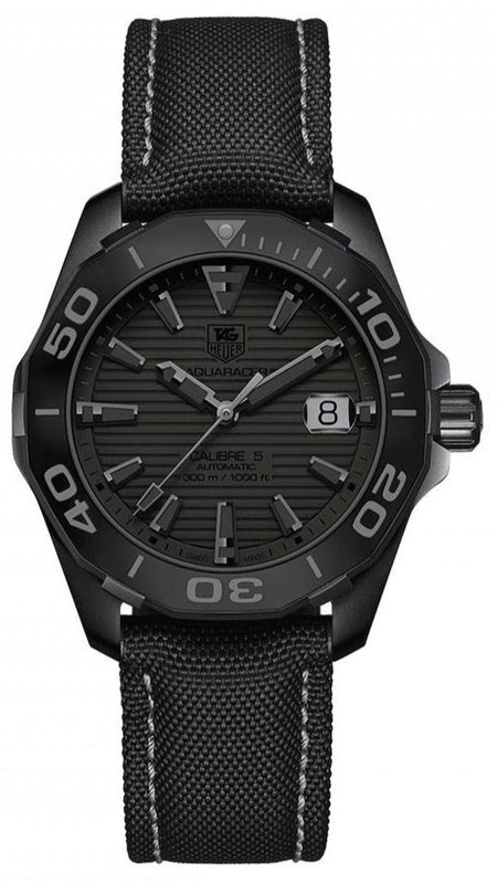 Tag Heuer Aquaracer 300 Swiss Limited Edition Black Dial Black Nylon Strap Watch for Men - WAY218B.FC6364 Authentic Buy Shop Now