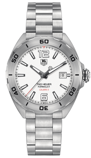 Tag Heuer Formula 1 Calibre 5 Automatic White Dial Silver Steel Strap Watch for Men - WAZ2114.BA0875 Authentic Buy Shop Now