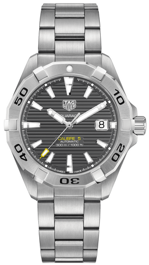 Tag Heuer Aquaracer Calibre 5 Grey Dial Silver Steel Strap Watch for Men - WBD2113.BA0928 Authentic Buy Shop Now