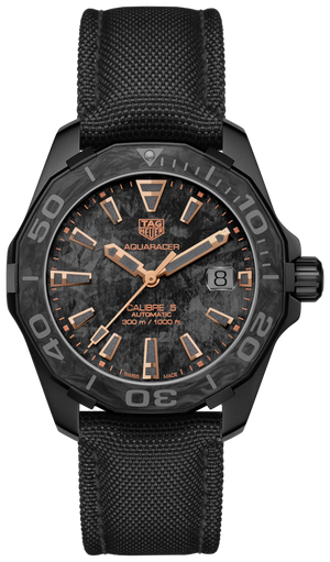 Tag Heuer Aquaracer Calibre 5 Black NATO Strap Carbon Dial Watch for Men - WBD218A.FC6445 Authentic Buy Shop Now