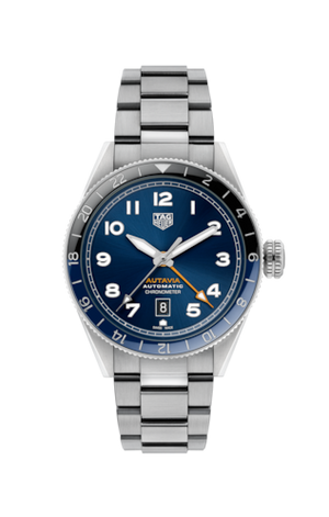 Tag Heuer Autavia Cosc GMT Automatic Blue Dial Silver Steel Strap Watch for Men - WBE511A.BA0650 Authentic Buy Shop Now