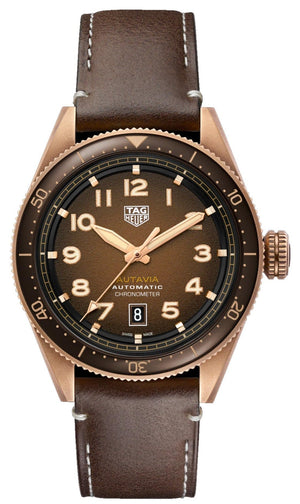 Tag Heuer Autavia Brown Dial Brown Leather Strap Watch for Men - WBE5191.FC8276 Authentic Buy Shop Now