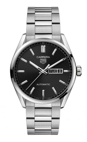 Tag Heuer Carrera Day Date Automatic Black Dial Silver Steel Strap Watch for Men - WBN2010.BA0640 Authentic Buy Shop Now