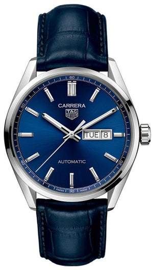 Tag Heuer Carrera Day Date Blue Dial Blue Leather Strap Watch for Men - WBN2012.FC6502 Authentic Buy Shop Now