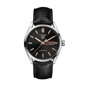 Tag Heuer Carrera Day Date Black Dial Black Leather Strap Watch for Men - WBN2013.FC6503 Authentic Buy Shop Now