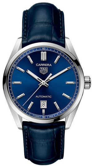 Tag Heuer Carrera Date Blue Dial Blue Leather Strap Watch for Men - WBN2112.FC6504 Authentic Buy Shop Now