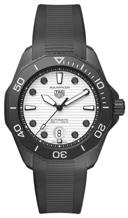 Tag Heuer Aquaracer Professional 300 Automatic White Dial Black Rubber Strap Watch for Men - WBP201D.FT6197 Authentic Buy Shop Now