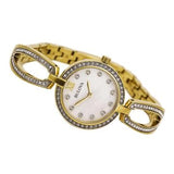 Bulova Crystal Collection Mother of Pearl Dial Gold Steel Strap Watch for Women - 98L225 Authentic Buy Shop Now