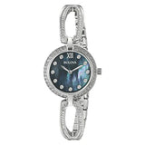 Bulova Crystal Black Mother of Pearl Dial Silver Steel Strap Watch for Women - 96L224 Authentic Buy Shop Now