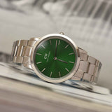 Daniel Wellington Iconic Link Emerald Green Dial Silver Steel Strap Watch For Men - DW00100427 Authentic Buy Shop Now