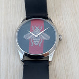 Gucci G Timeless Quartz Green & Red Dial Black Leather Strap Watch For Men - YA1264149 Authentic Buy Shop Now
