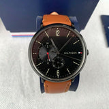 Tommy Hilfiger Brooklyn Quartz Black Dial Brown Leather Strap Watch for Men - 1791510 Authentic Buy Shop Now