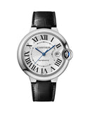 Cartier Ballon Bleu de Cartier Silver Dial Black Leather Strap Watch for Men - WSBB0026 Authentic Buy Shop Now