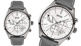 Hugo Boss Grand Prix White Dial Grey Leather Strap Watch for Men - 1513633 Authentic Buy Shop Now
