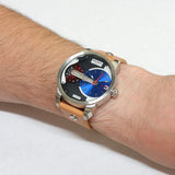 Diesel Mini Daddy Blue & Black Dial Brown Leather Strap Watch For Men - DZ7308 Authentic Buy Shop Now