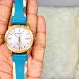 Burberry The City Gold Dial Blue Leather Strap Watch for Women - BU9018 Authentic Buy Shop Now