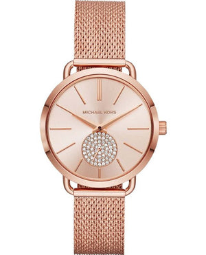 Michael Kors Portia Rose Gold Dial Rose Gold Mesh Bracelet Watch for Women - MK3845 Authentic Buy Shop Now