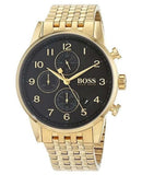 Hugo Boss Navigator Black Dial Gold Steel Strap Watch for Men - 1513531 Authentic Buy Shop Now