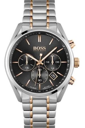 Hugo Boss Champion Chronograph Black Dial Two Tone Steel Strap Watch for Men - 1513819 Authentic Buy Shop Now