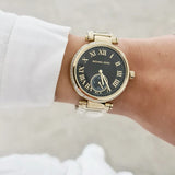Michael Kors Skylar Black Dial Gold Steel Strap Watch for Women - MK5989 Authentic Buy Shop Now
