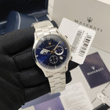 Maserati Ricordo Chronograph Blue Dial Silver Steel Strap Watch For Men - R8873633001 Authentic Buy Shop Now