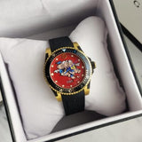 Gucci Dive Quartz Red Dial Black Rubber Strap Watch For Men - YA136325 Authentic Buy Shop Now