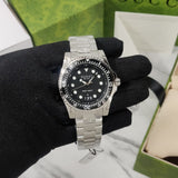 Gucci Dive Quartz Black Dial Silver Steel Strap Watch For Men - YA136301B Authentic Buy Shop Now