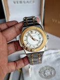 Versace Chain Reaction Quartz White Dial Two Tone Steel Strap Watch for Men - VEDY00519 Authentic Buy Shop Now