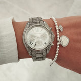 Michael Kors Mini Bradshaw Crystals Silver Dial Silver Steel Strap Watch For Women - MK6454 Authentic Buy Shop Now