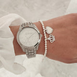 Michael Kors Lauryn Analog Crystals Silver Dial Silver Steel Strap Watch For Women - MK3717 Authentic Buy Shop Now