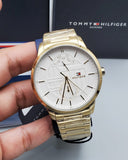 Tommy Hilfiger Hunter White Dial Gold Steel Strap Watch for Men - 1791609 Authentic Buy Shop Now