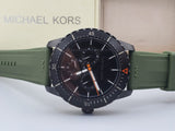 Michael Kors Cunningham Chronograph Black Dial Green Rubber Strap Watch For Men - MK7165 Authentic Buy Shop Now