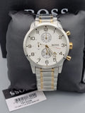 Hugo Boss Areoliner Chronograph White Dial Two Tone Steel Strap Watch for Men - 1513236 Authentic Buy Shop Now