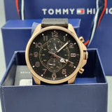 Tommy Hilfiger Dean Chronograph Quartz Black Dial Black Leather Strap Watch for Men - 1791273 Authentic Buy Shop Now