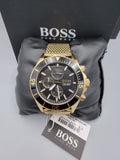 Hugo Boss Ocean Edition Black Dial Gold Mesh Bracelet Watch for Men - 1513703 Authentic Buy Shop Now
