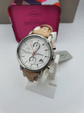 Fossil Boyfriend Chronograph White Dial Brown Leather Strap Watch for Women - ES3625 Authentic Buy Shop Now
