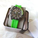 Fossil Bannon Chronograph Grey Dial Green Silicone Strap Watch for Men - BQ2501 Authentic Buy Shop Now