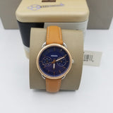 Fossil Tailor Date-Day Quartz Blue Dial Brown Leather Strap Watch for Women - ES4257 Authentic Buy Shop Now